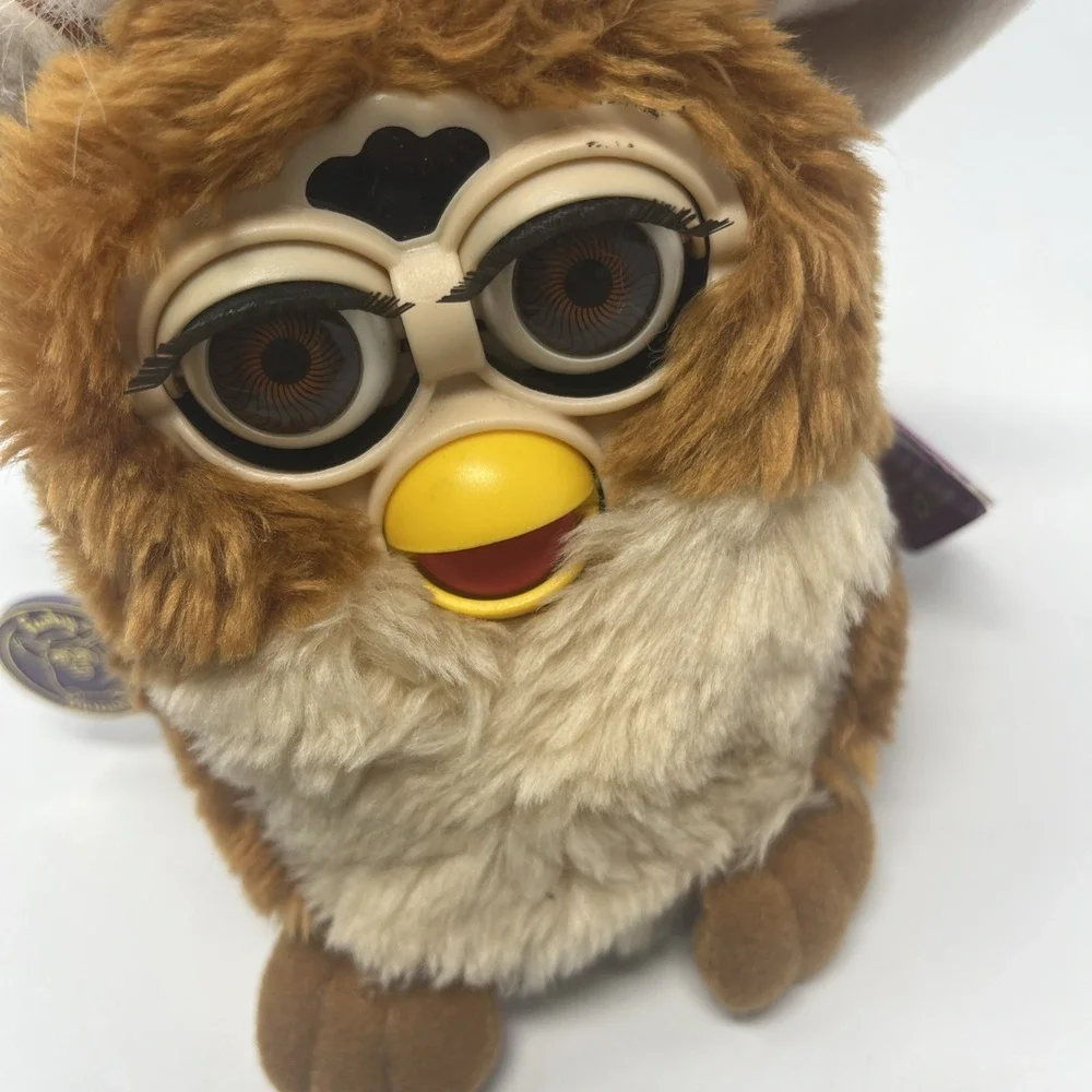1999 Furby 70-800 Coffee Tan Brown Fur Brown Eyes White Hair W/ Tag WORKING